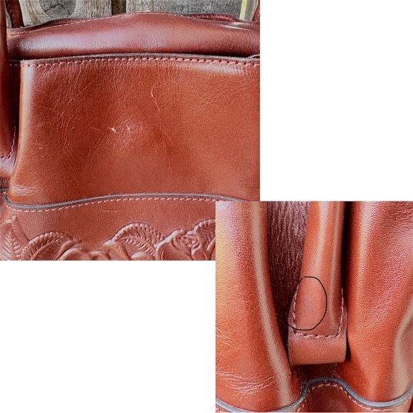 Patricia Nash Ashford Rose Tooled Leather Crossbody Satchel In British Tan - Picture 14 of 16